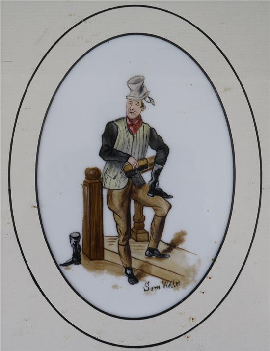 A set of 6 oils on glass of Characters from Dickens